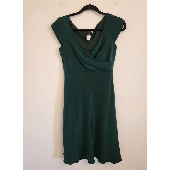 J. Crew Dresses & Skirts - J Crew Womens 100% Silk Bias Cut Dress Emerald Green Size 4 Elegant Cocktail